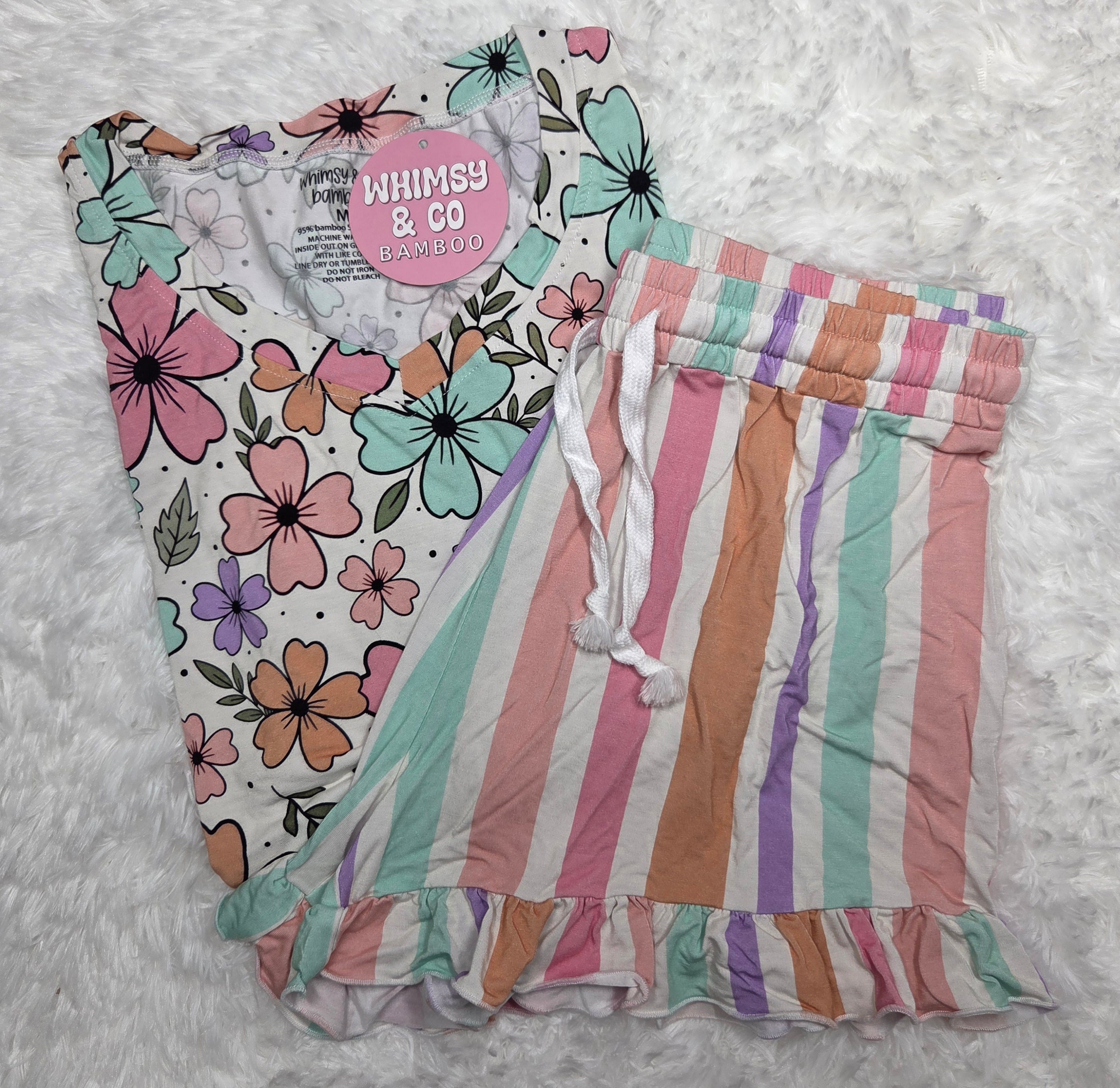 Adult lounge set floral (oversized tee)