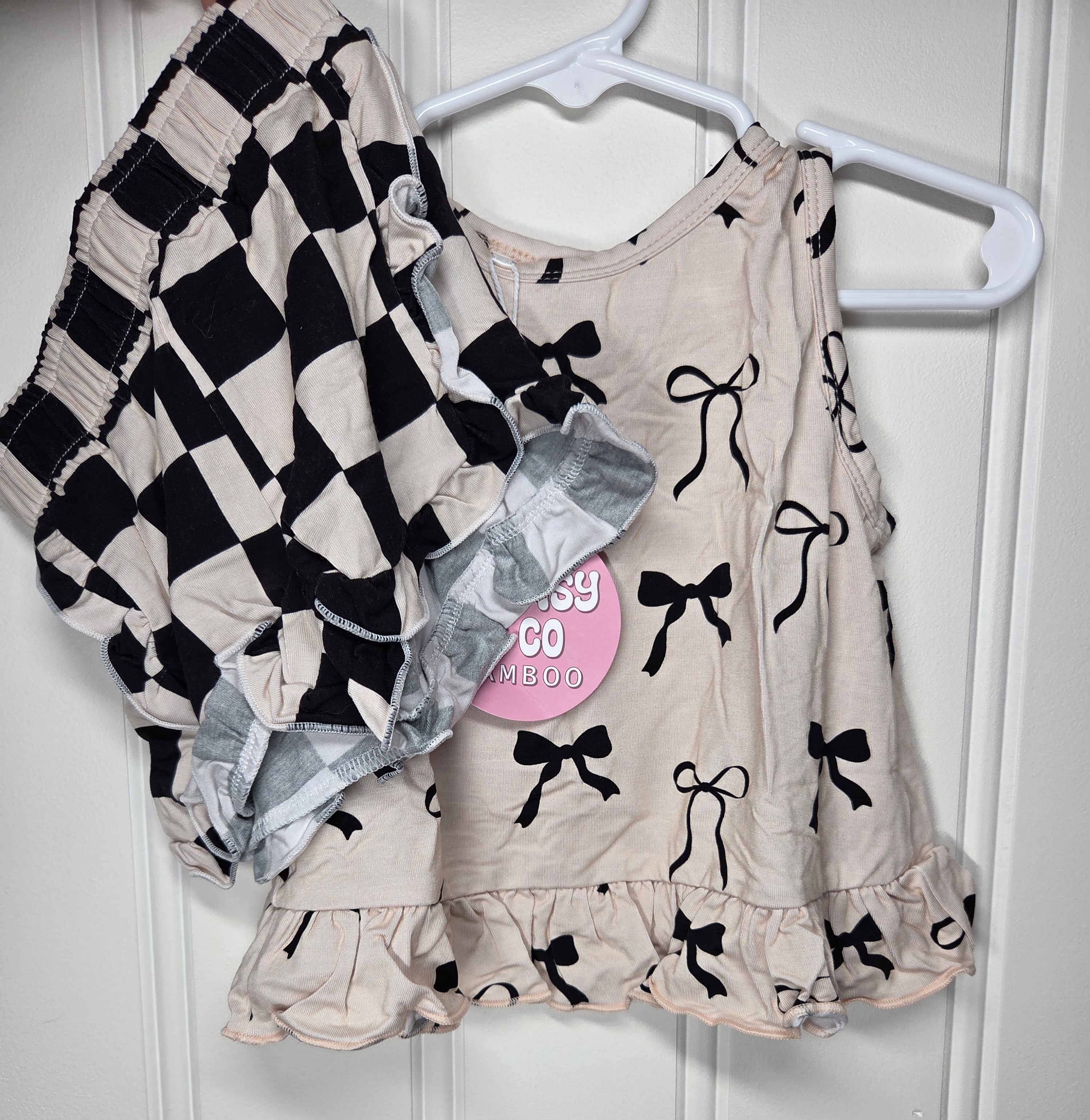 Bow checkered 2pc set